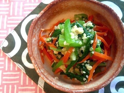 すし酢で簡単♪小松菜ときびの酢の物✿